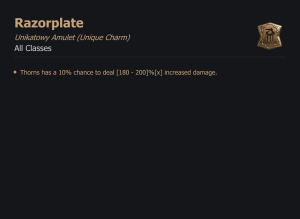UNIKATOWY AMULET Razorplate DIABLO 4 SEZON