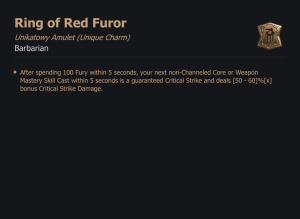 UNIKATOWY AMULET Ring of Red Furor DIABLO 4 SEZON