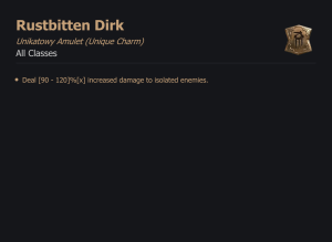 UNIKATOWY AMULET Rustbitten Dirk DIABLO 4 SEZON