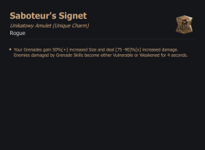 UNIKATOWY AMULET Saboteur's Signet DIABLO 4 SEZON