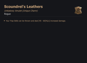 UNIKATOWY AMULET Scoundrel's Leathers DIABLO 4 SEZON
