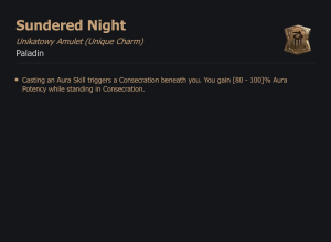 UNIKATOWY AMULET Sundered Night DIABLO 4 SEZON