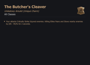 UNIKATOWY AMULET The Butcher's Cleaver DIABLO 4 SEZON