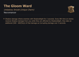 UNIKATOWY AMULET The Gloom Ward DIABLO 4 SEZON