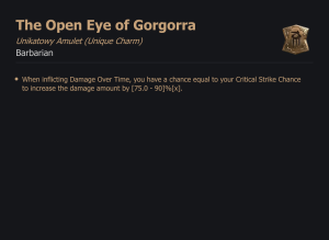 UNIKATOWY AMULET The Open Eye of Gorgorra DIABLO 4 SEZON