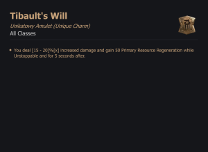 UNIKATOWY AMULET Tibault's Will DIABLO 4 SEZON